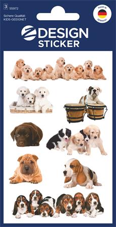 Matrica, papír,  3 ív, 76x120 mm, AVERY ZWECKFORM, "Z-Design No.55972", kölyök kutyák